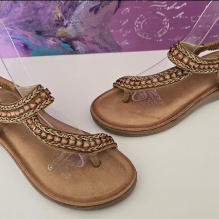 S001 tan bling soft sole sandals