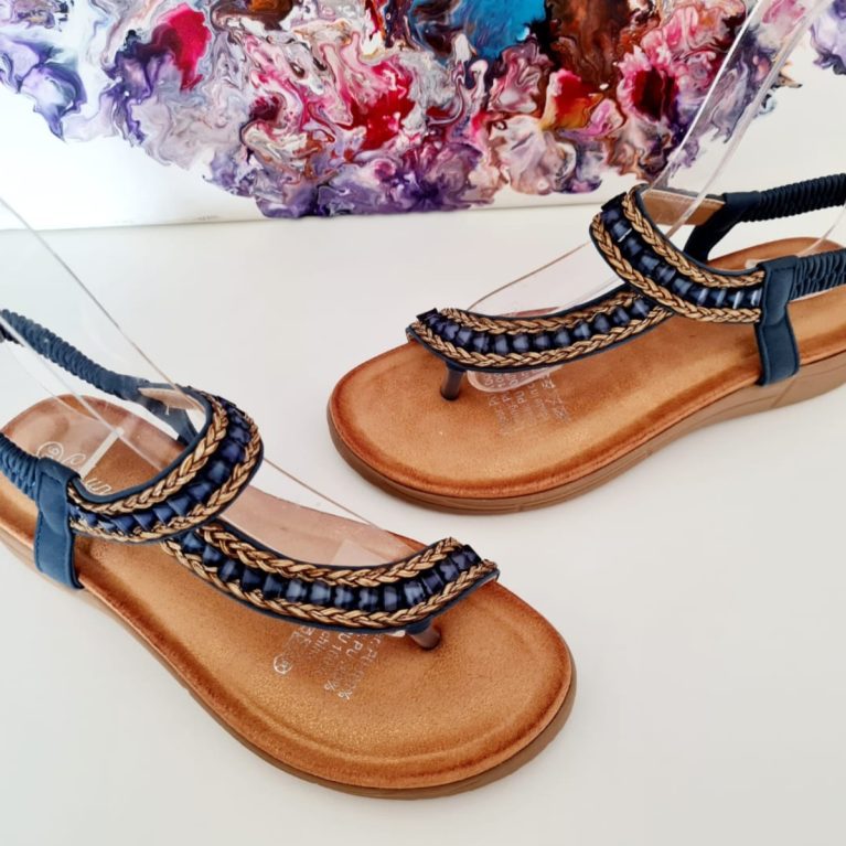 S001 navy bling soft sole sandals