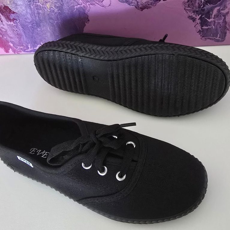 KID002 Kids black canvas shoes