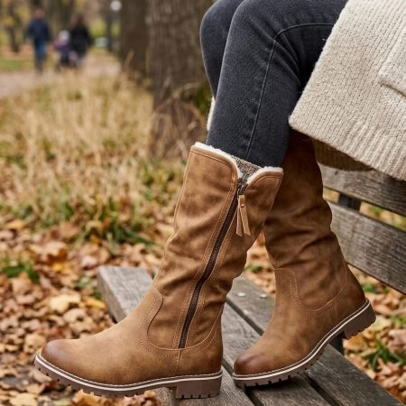 B031 TAN BOOTS WITH FUR INSIDE