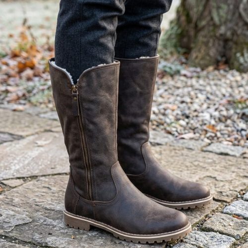 B031 BROWN BOOTS WITH FUR INSIDE