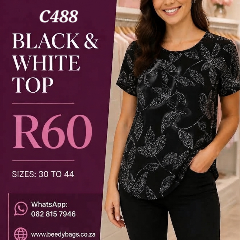 C488 black and white top