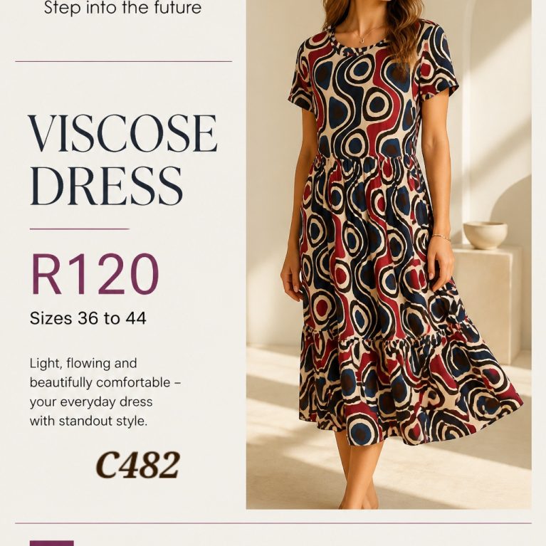 C482 red and black dress