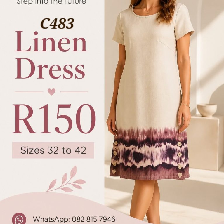 C483 beige linen dress