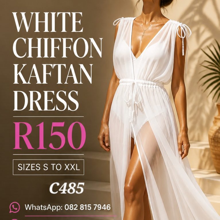 C485 white kaftan dress