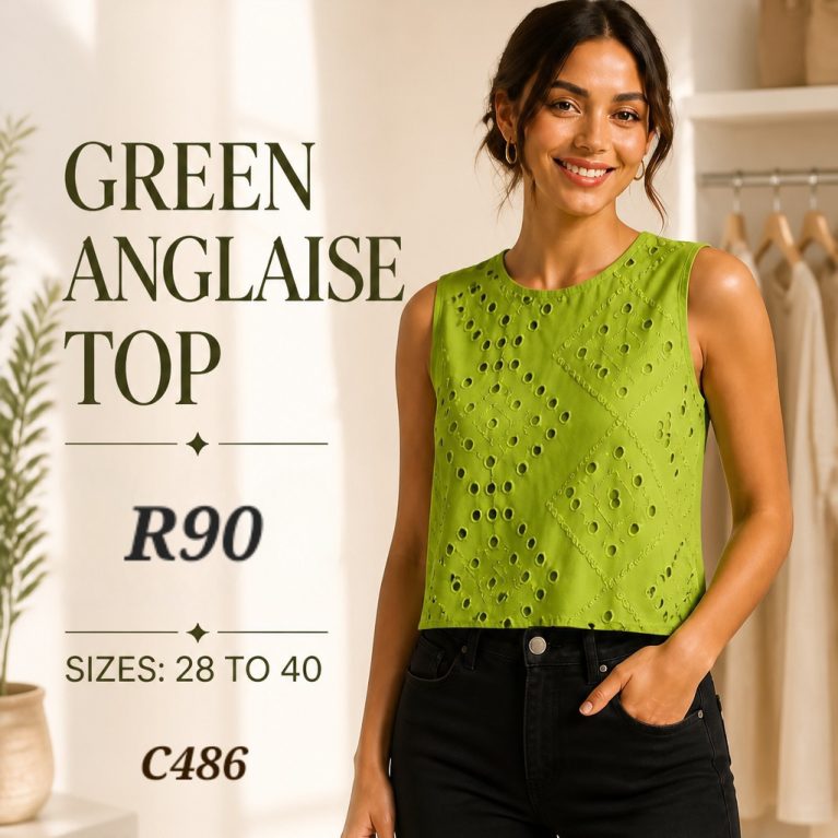 C486 Green anglaise top