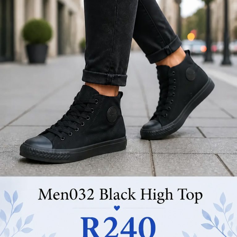 Men032 Mens black high top takkies