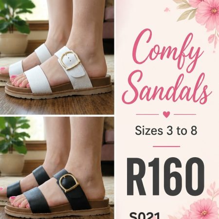 S021 soft sole comfy sandals. Black and white