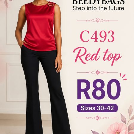C493 red satin top